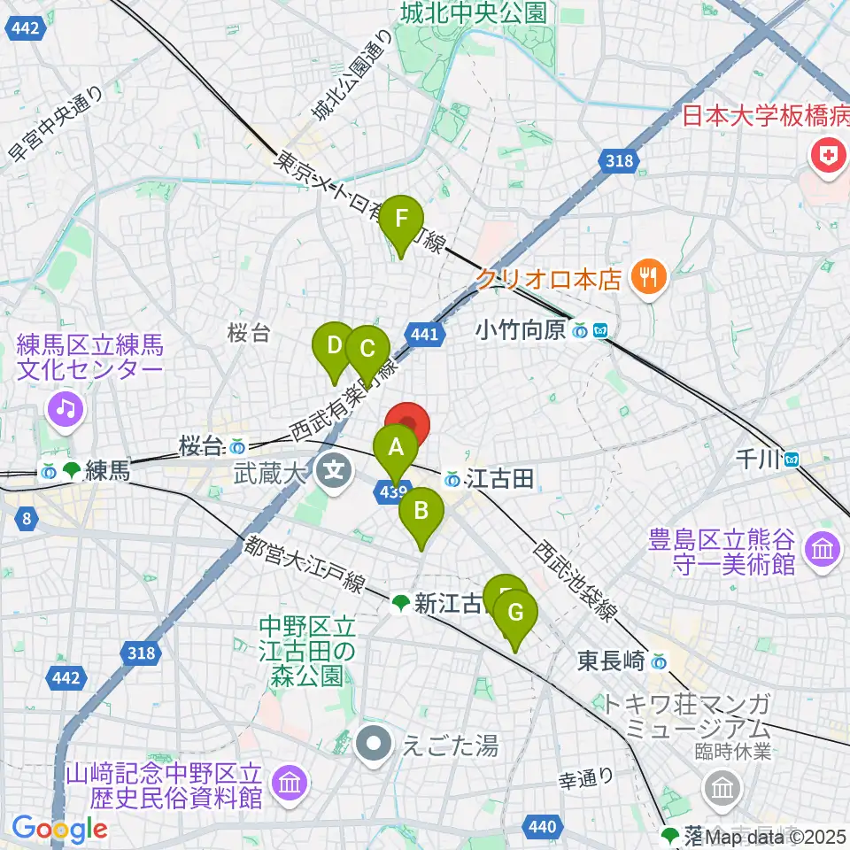 エークラスミュージック 江古田センター周辺のホテル一覧地図