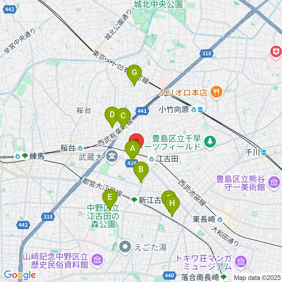 エークラスミュージック 江古田センター周辺のホテル一覧地図