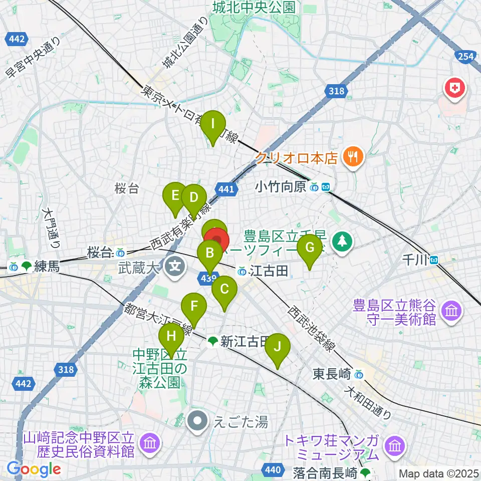 エークラスミュージック 江古田センター周辺のホテル一覧地図