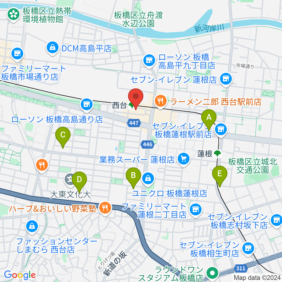 エークラスミュージック 西台センター周辺のホテル一覧地図