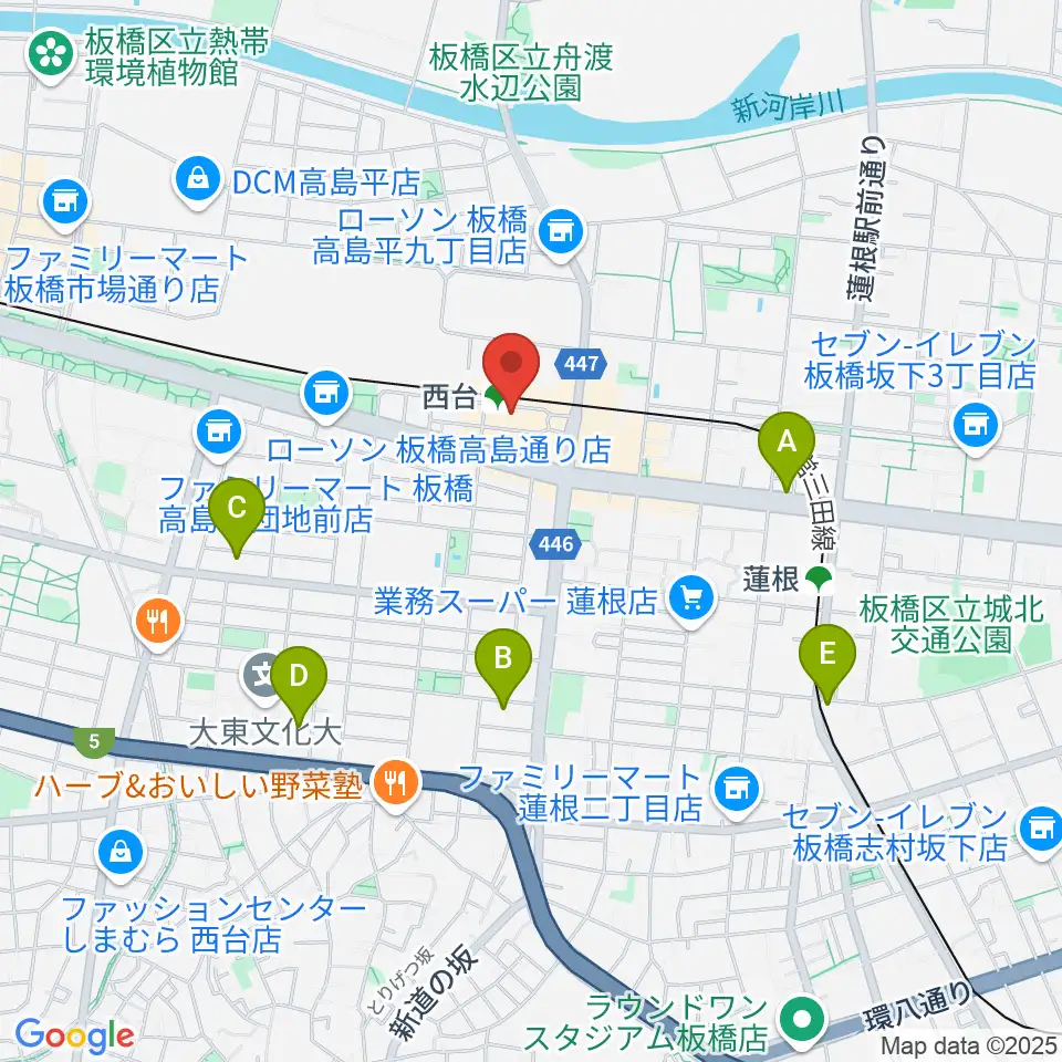 エークラスミュージック 西台センター周辺のホテル一覧地図