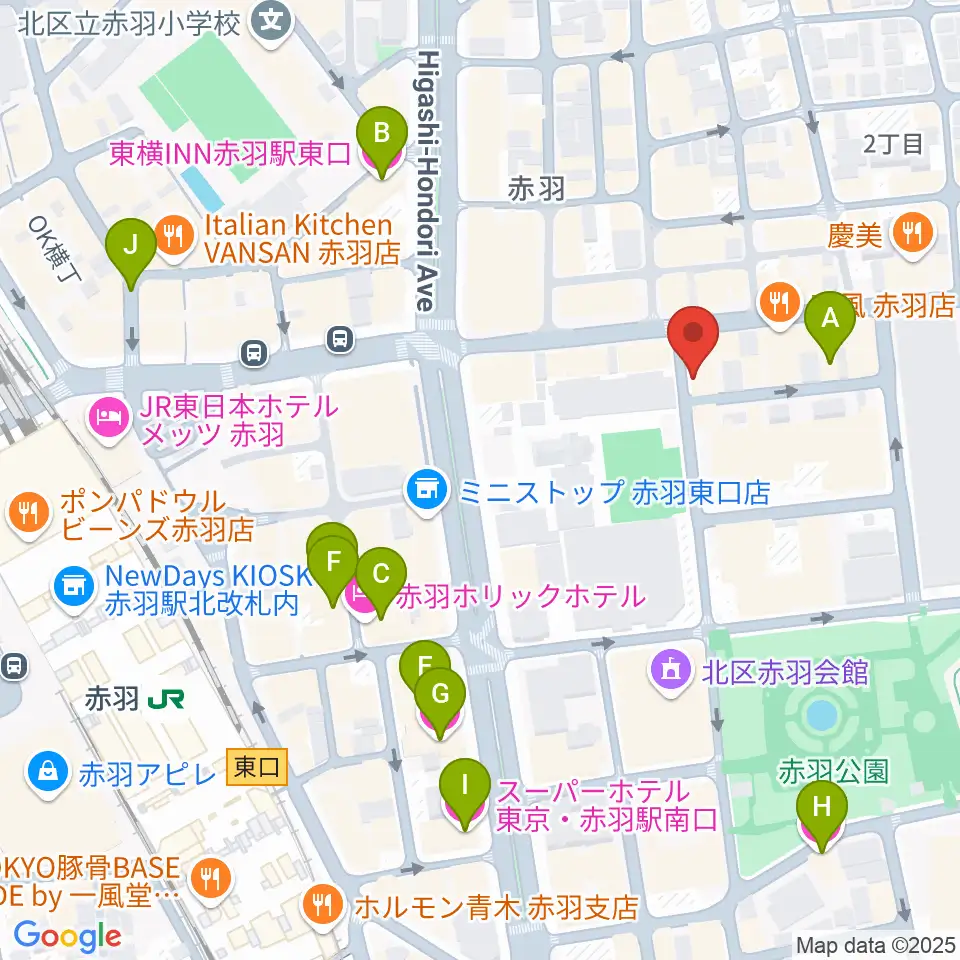 エークラスミュージック赤羽センター周辺のホテル一覧地図