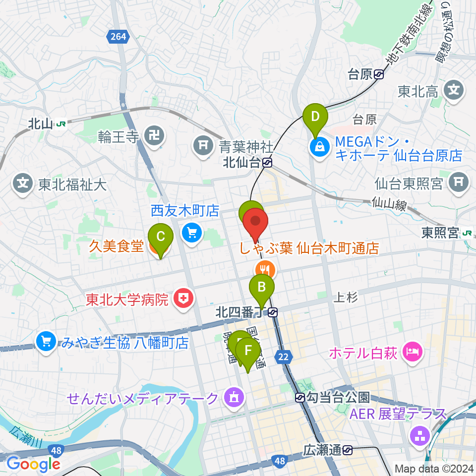 ラフォーレギター教室周辺のホテル一覧地図