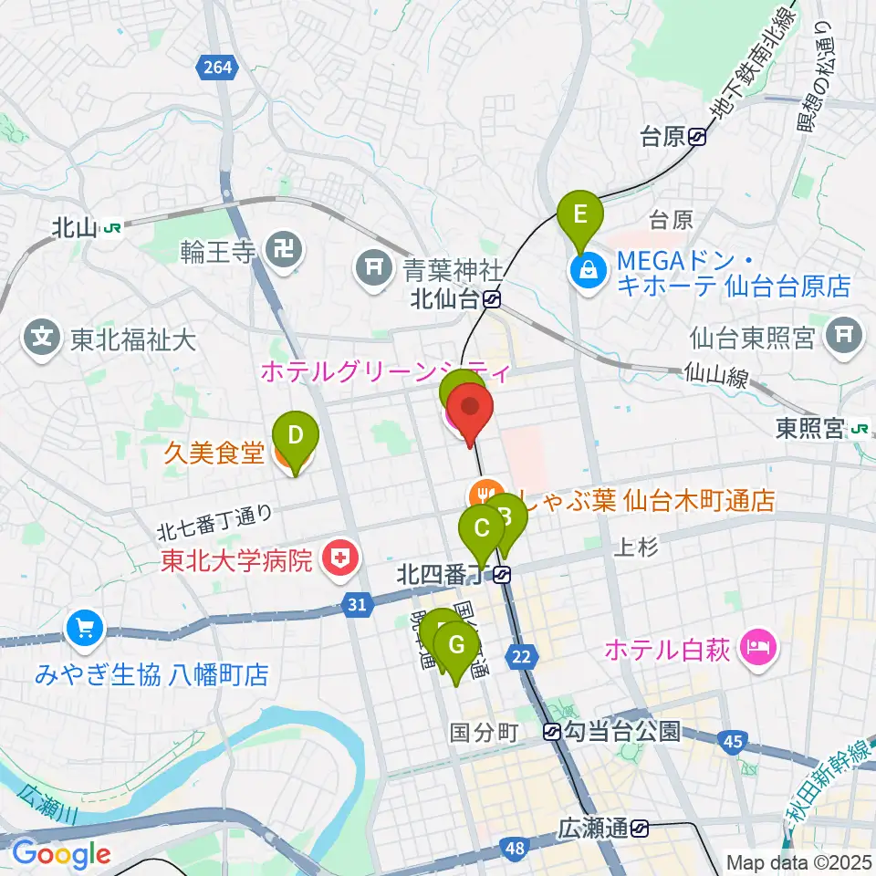 ラフォーレギター教室周辺のホテル一覧地図