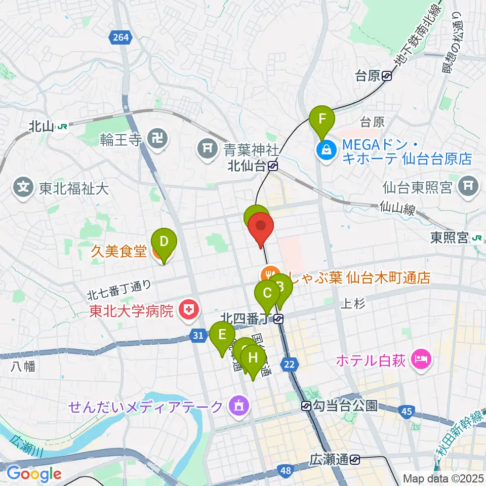 ラフォーレギター教室周辺のホテル一覧地図