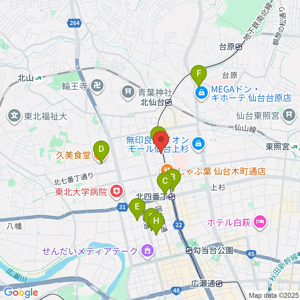 ラフォーレギター教室周辺のホテル一覧地図