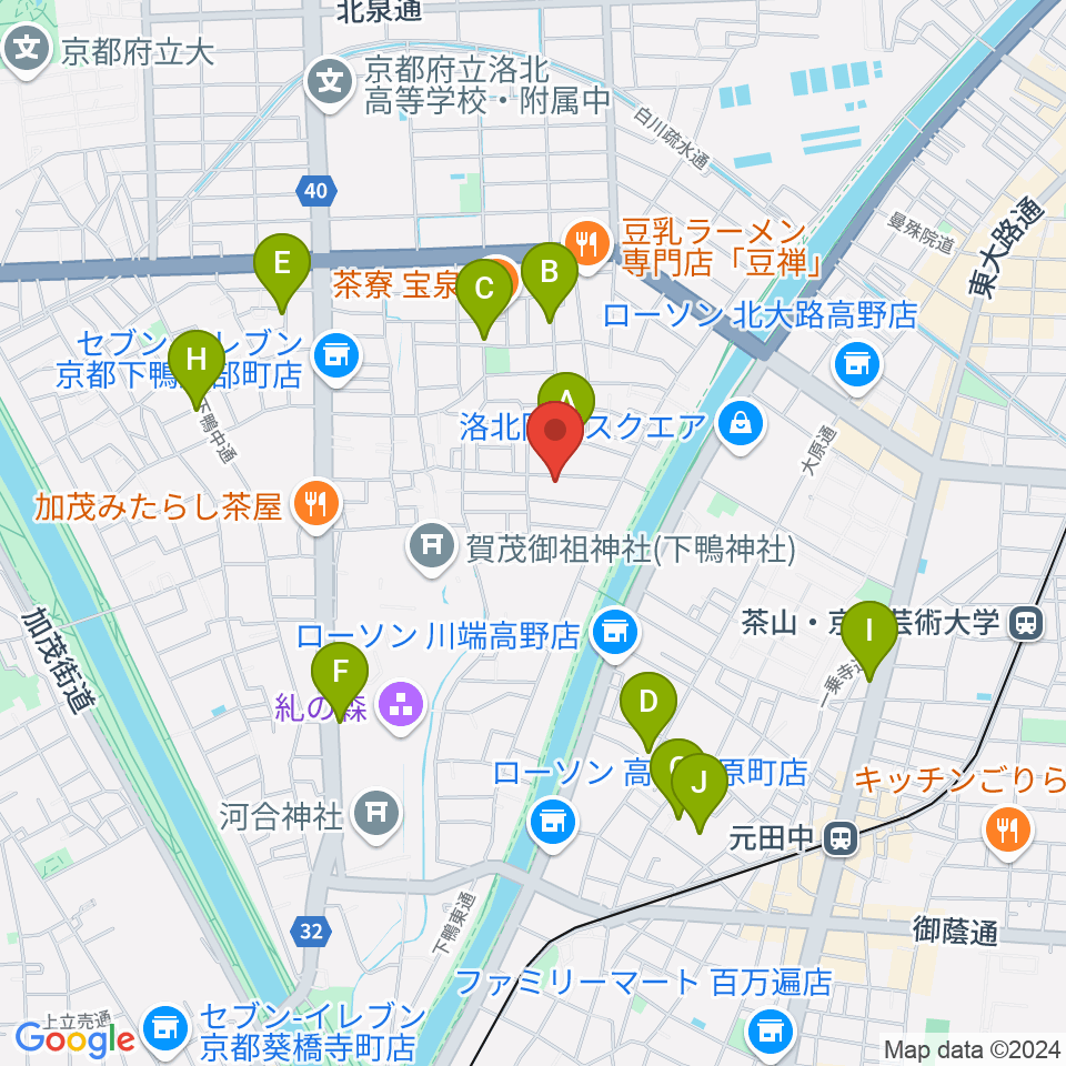 下鴨総合音楽教室周辺のホテル一覧地図