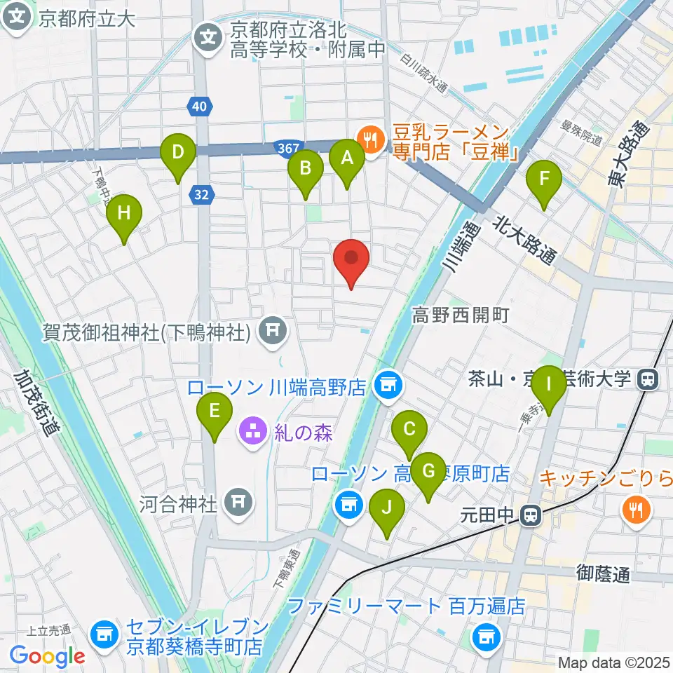 下鴨総合音楽教室周辺のホテル一覧地図