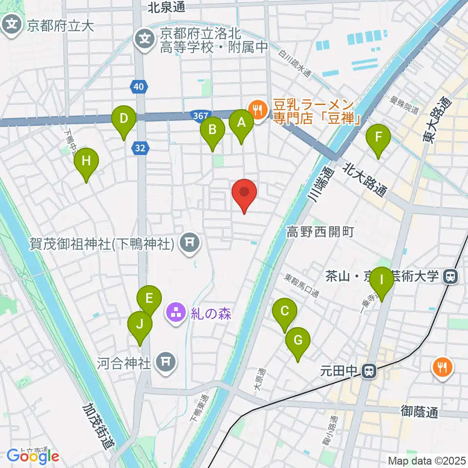 下鴨総合音楽教室周辺のホテル一覧地図