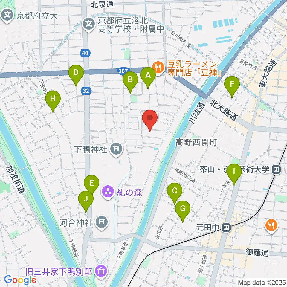 下鴨総合音楽教室周辺のホテル一覧地図