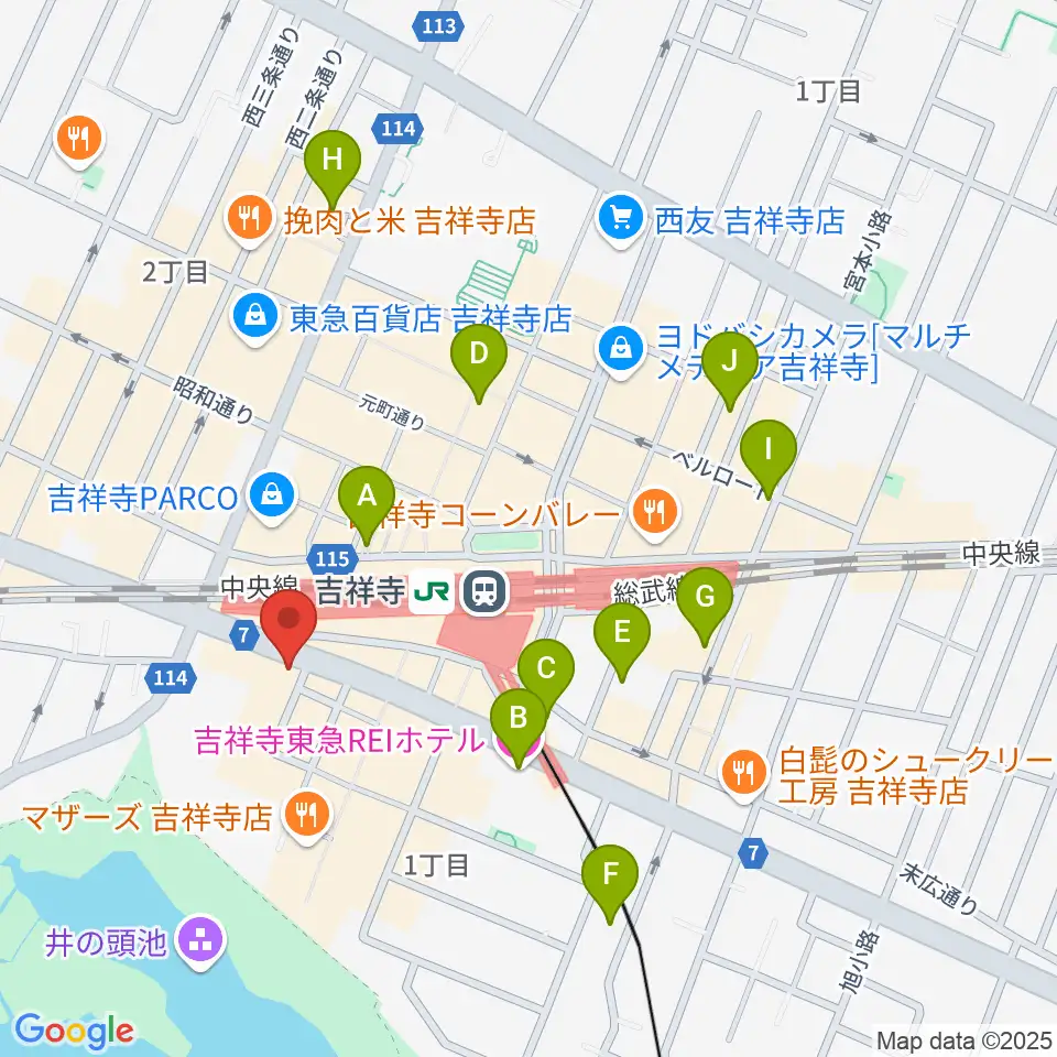 宮地楽器MUSICJOY吉祥寺周辺のホテル一覧地図