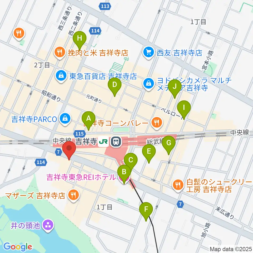 宮地楽器MUSICJOY吉祥寺周辺のホテル一覧地図