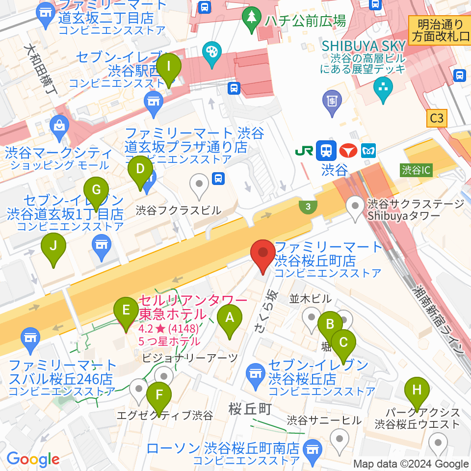 宮地楽器 MUSICJOY渋谷周辺のホテル一覧地図