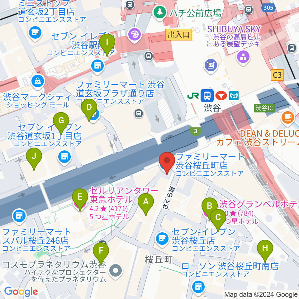 宮地楽器 MUSICJOY渋谷周辺のホテル一覧地図