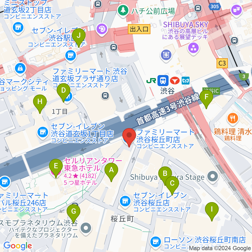 宮地楽器 MUSICJOY渋谷周辺のホテル一覧地図