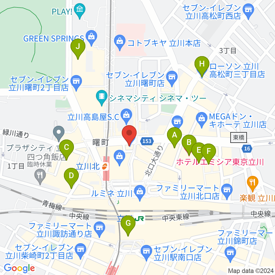 宮地楽器 MUSICJOY立川北周辺のホテル一覧地図
