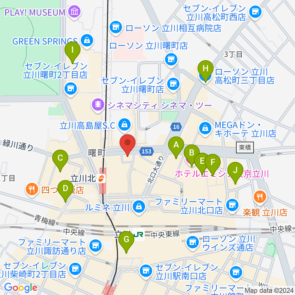 宮地楽器 MUSICJOY立川北周辺のホテル一覧地図