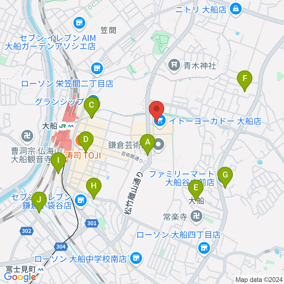 ヨークカルチャーセンター大船周辺のホテル一覧地図