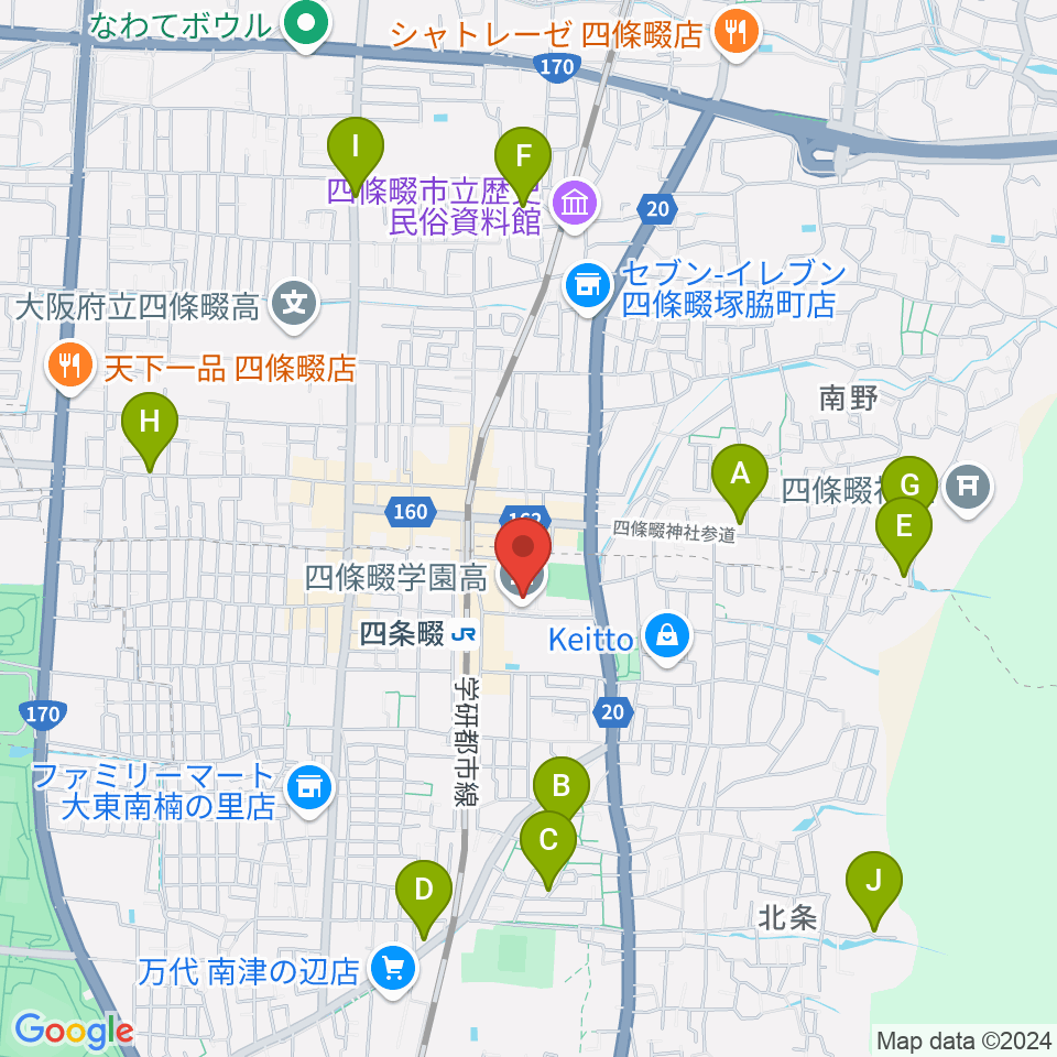 四條畷学園音楽教室周辺のホテル一覧地図