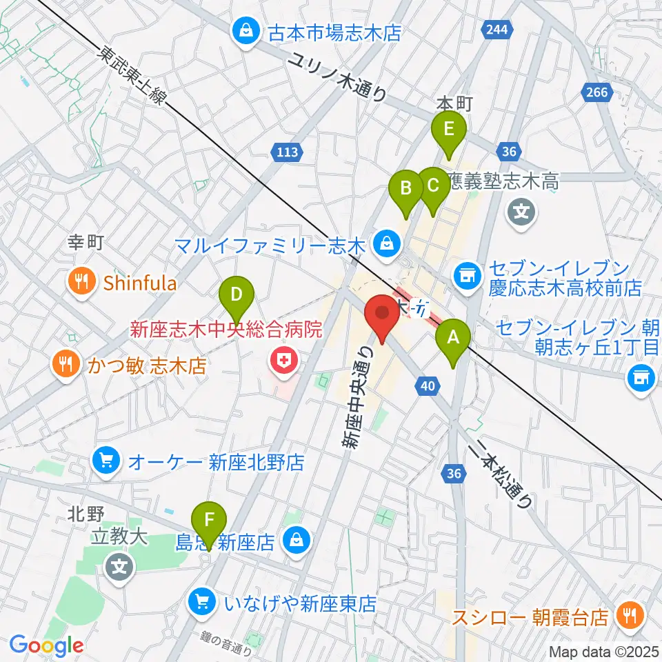 志木駅前 森音楽教室周辺のホテル一覧地図