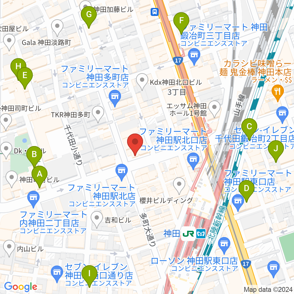 神田音楽学校周辺のホテル一覧地図