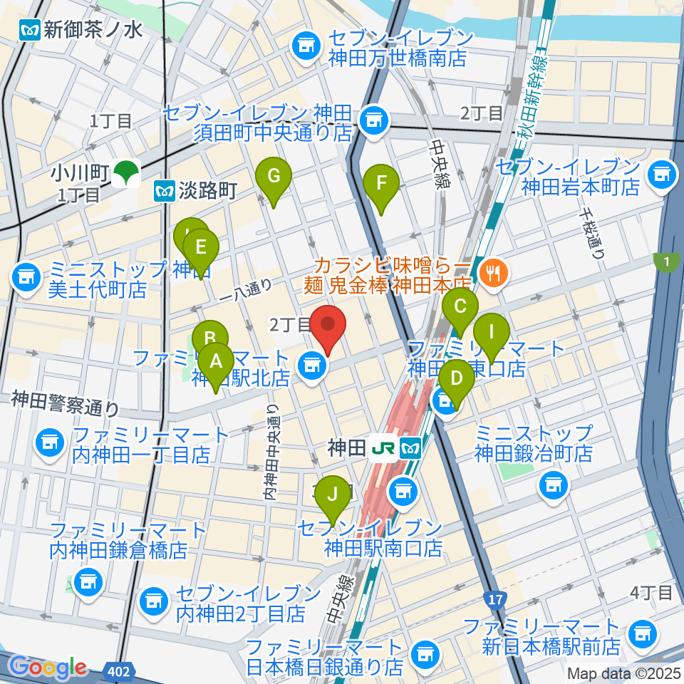 神田音楽学校周辺のホテル一覧地図