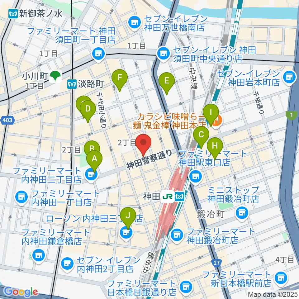 神田音楽学校周辺のホテル一覧地図