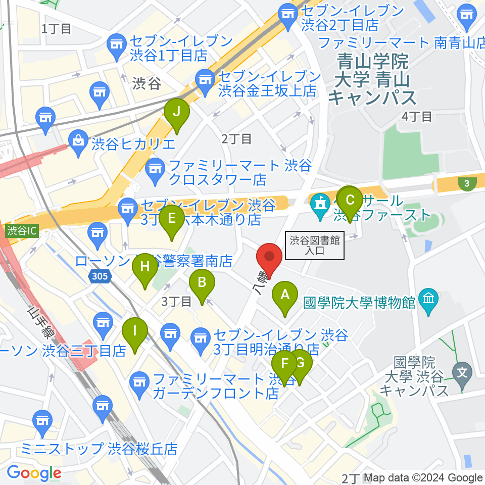 川上楽器 渋谷センター周辺のホテル一覧地図