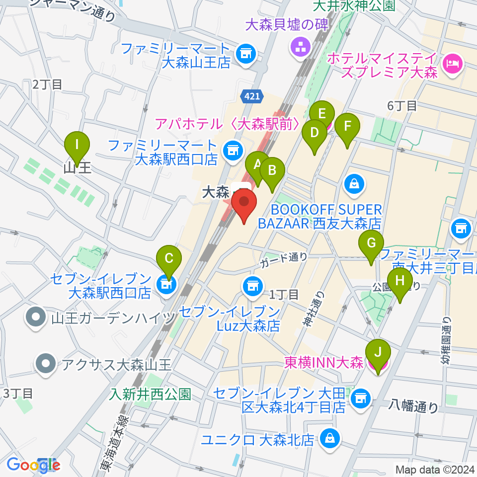 よみうりカルチャー大森周辺のホテル一覧地図