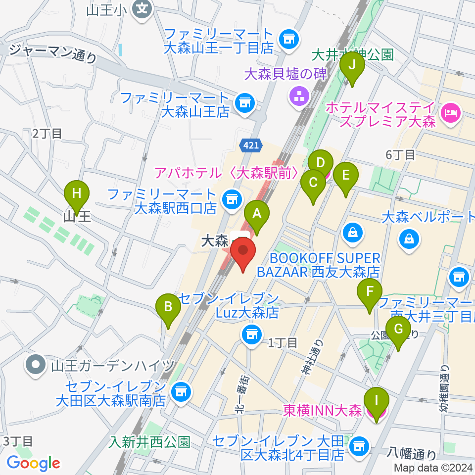 よみうりカルチャー大森周辺のホテル一覧地図