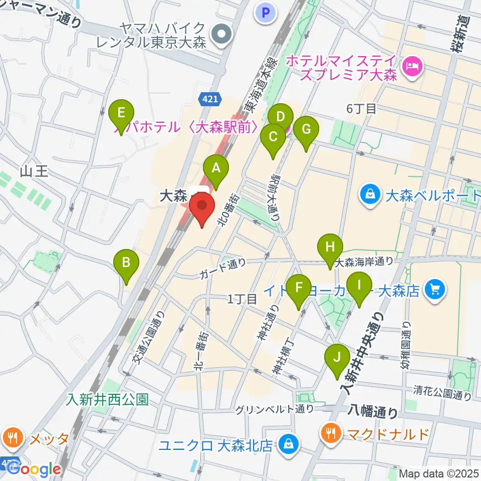 よみうりカルチャー大森周辺のホテル一覧地図