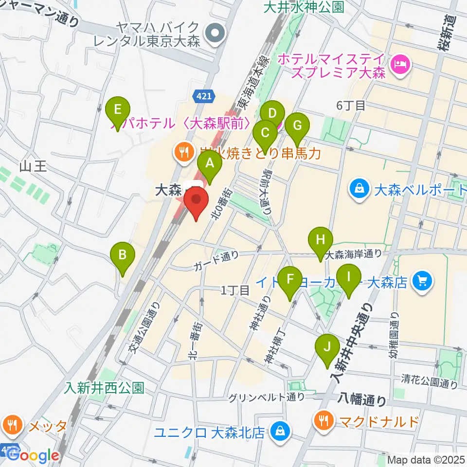 よみうりカルチャー大森周辺のホテル一覧地図