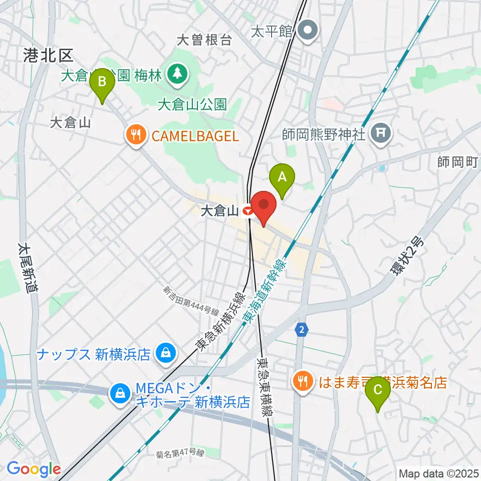 大倉山音楽美術センター周辺のホテル一覧地図