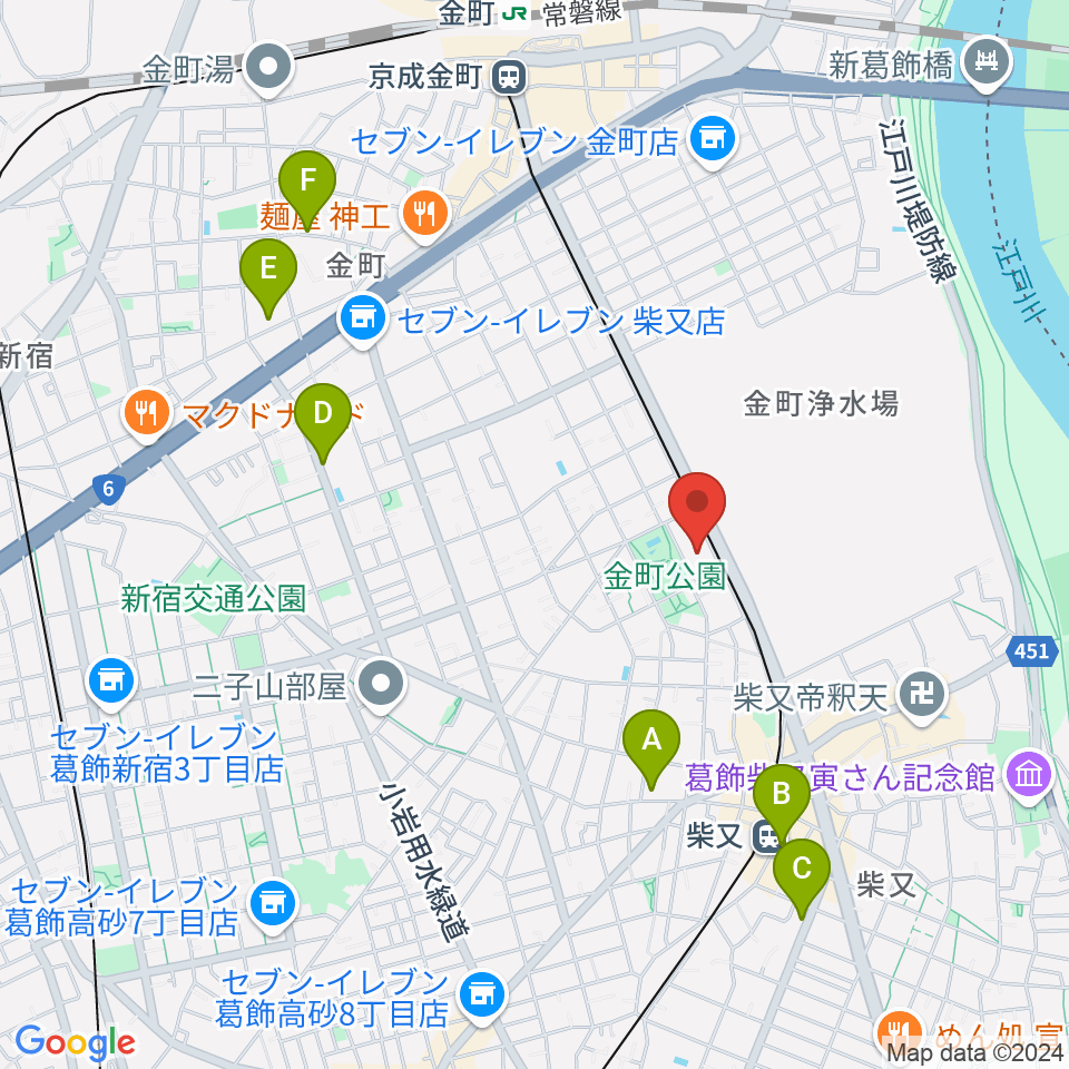 田中音楽教室 金町公園前周辺のホテル一覧地図