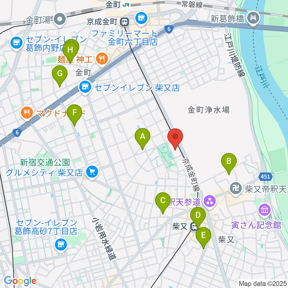 田中音楽教室 金町公園前周辺のホテル一覧地図