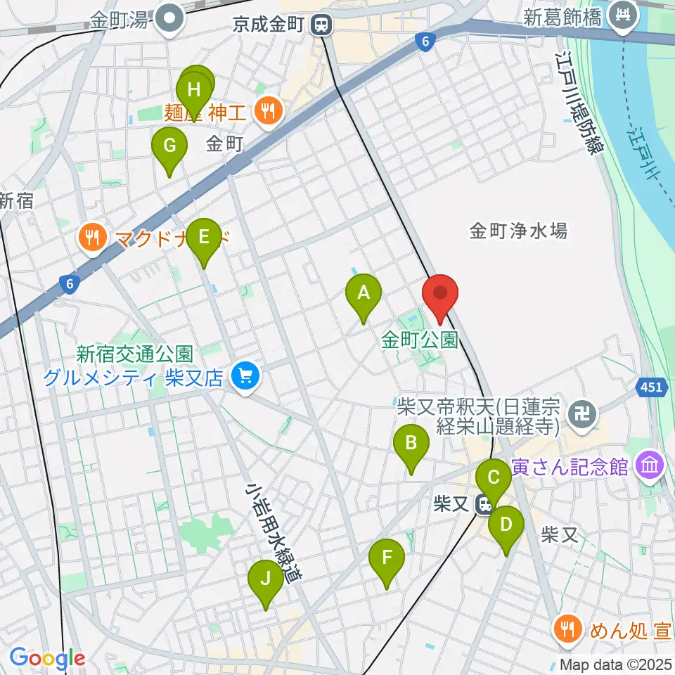 田中音楽教室 金町公園前周辺のホテル一覧地図