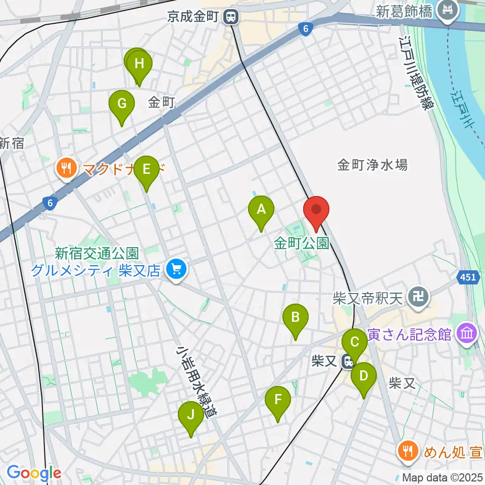 田中音楽教室 金町公園前周辺のホテル一覧地図