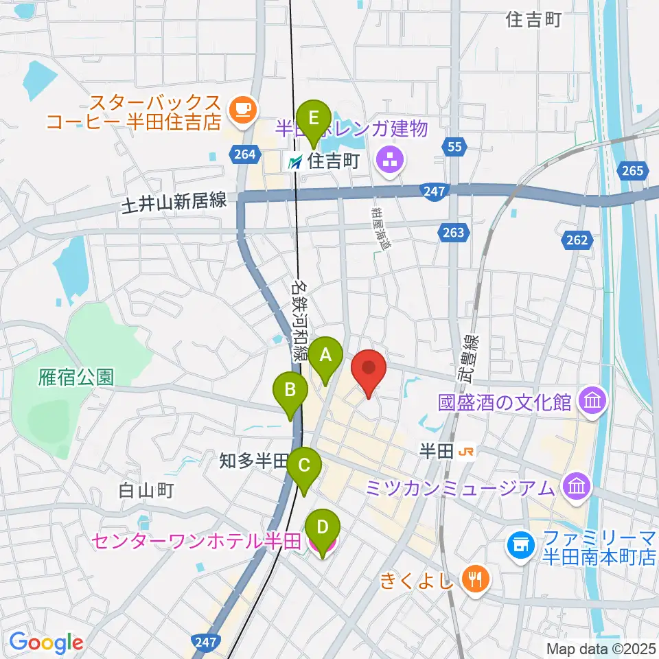 マツイシ楽器 半田ミュージックセンター周辺のホテル一覧地図