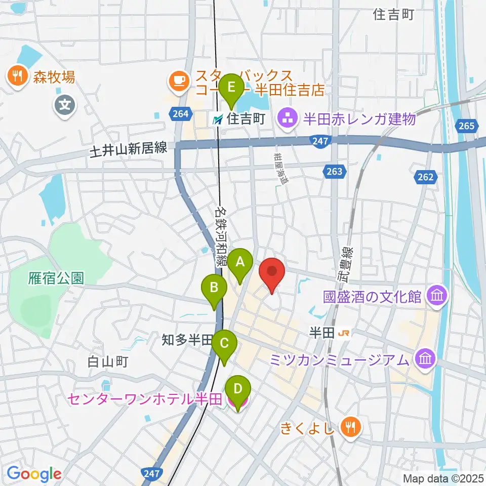 マツイシ楽器 半田ミュージックセンター周辺のホテル一覧地図