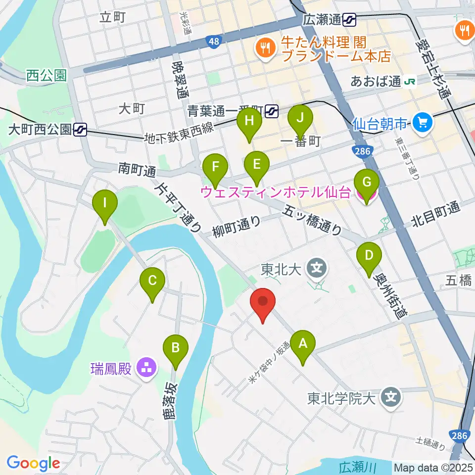 仙台ギター教室 米ヶ袋教室周辺のホテル一覧地図