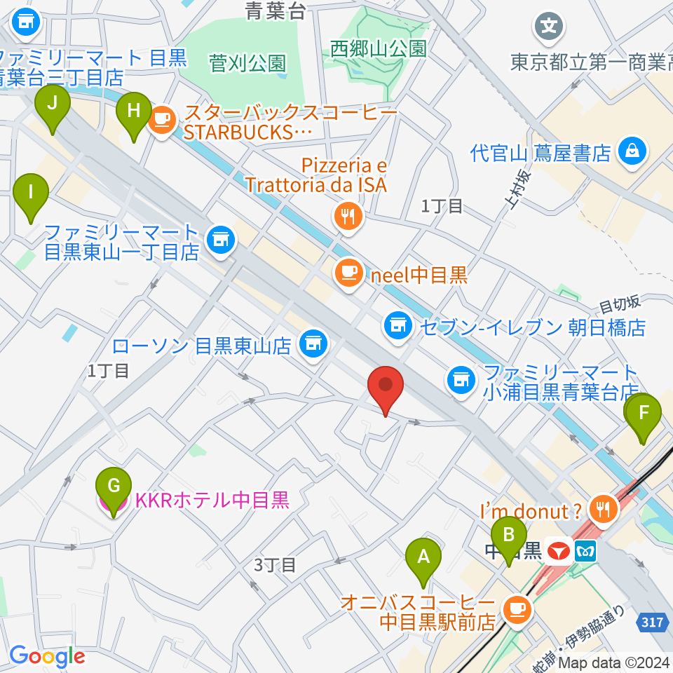 TWO-FIVEギタースクール周辺のホテル一覧地図