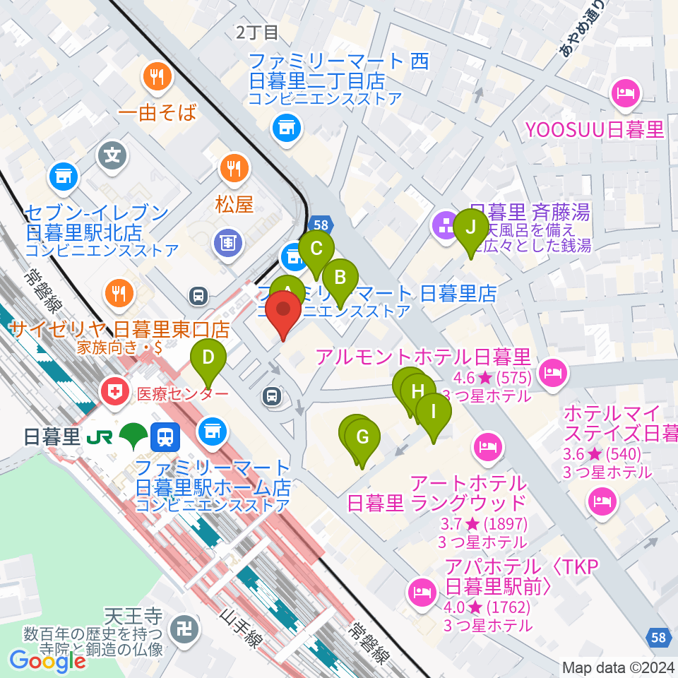 上野ヴォーカルアカデミー周辺のホテル一覧地図