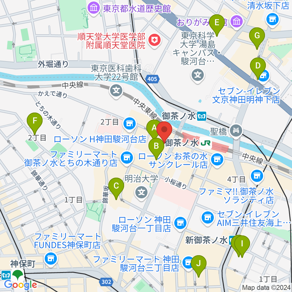 ESPギタークラフトアカデミー東京校周辺のホテル一覧地図