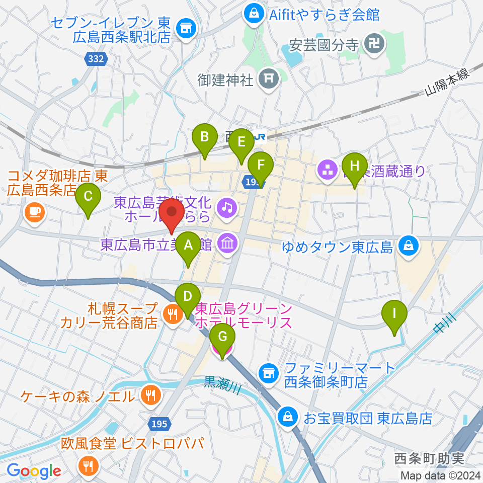 セッション西条駅前店 音楽教室周辺のホテル一覧地図