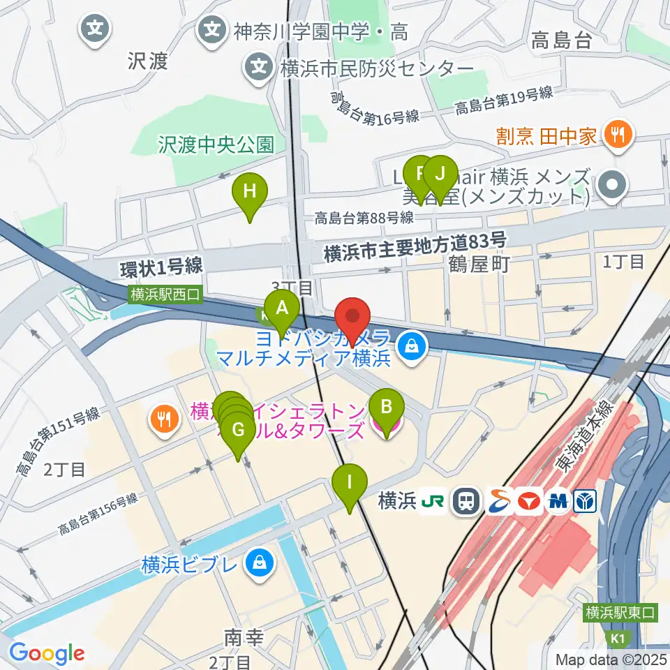 横浜音楽院周辺のホテル一覧地図