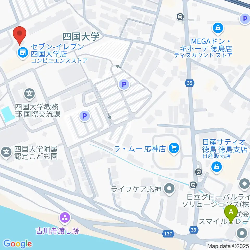 四国大学短期大学部音楽科周辺のホテル一覧地図