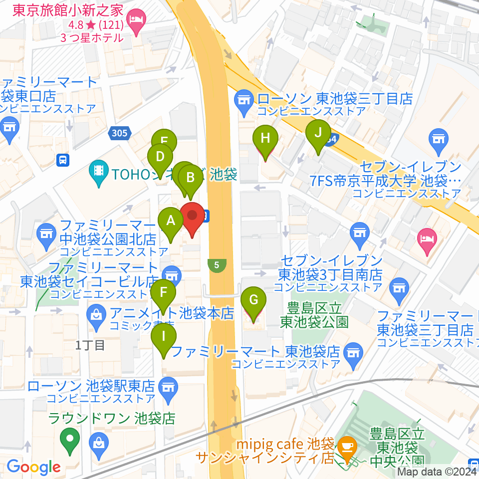 東京ミューズ・アカデミー周辺のホテル一覧地図