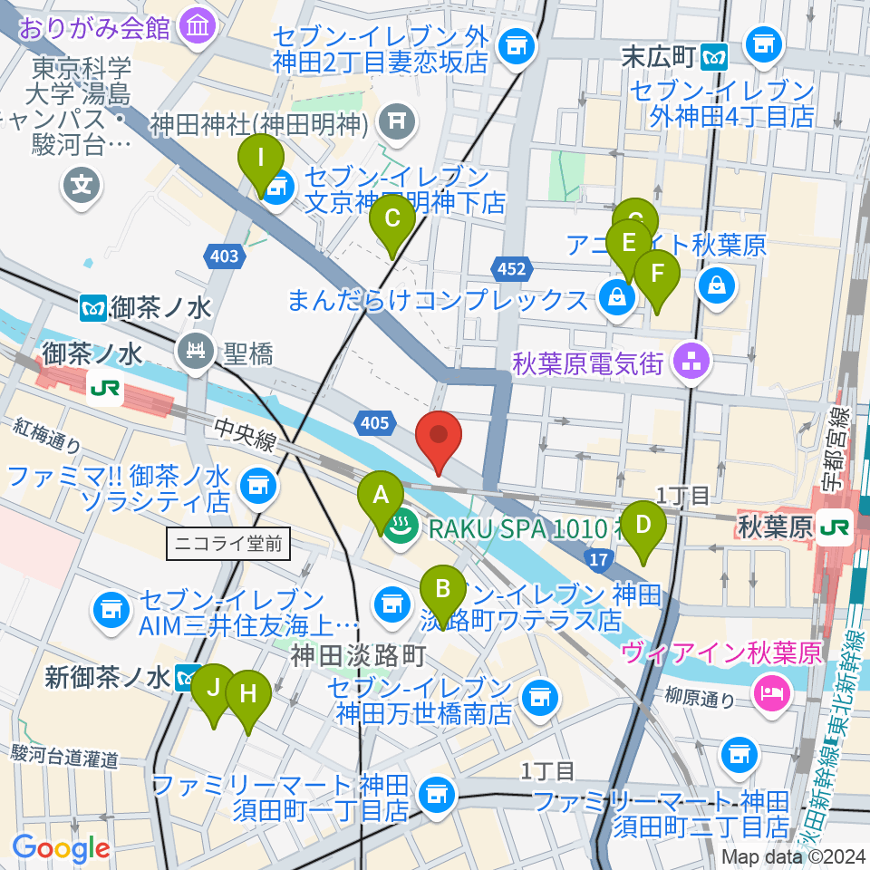 KISSボイストレーニング 秋葉原周辺のホテル一覧地図