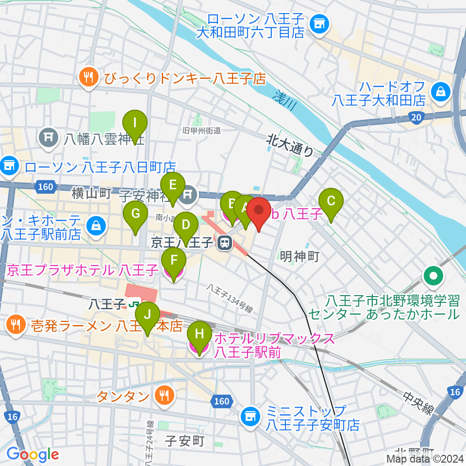 八王子音楽院本部周辺のホテル一覧地図