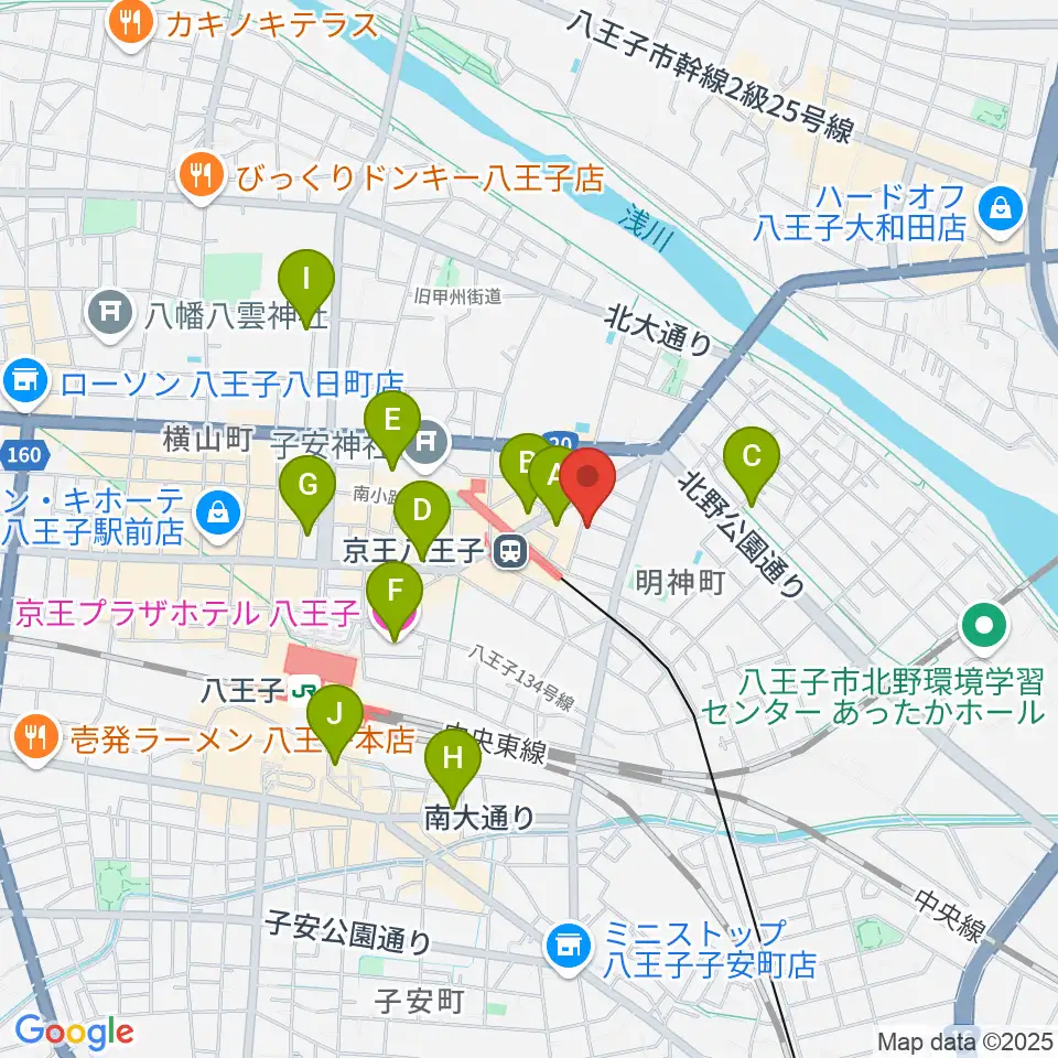 八王子音楽院本部周辺のホテル一覧地図